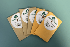 Seed Library seed packets.